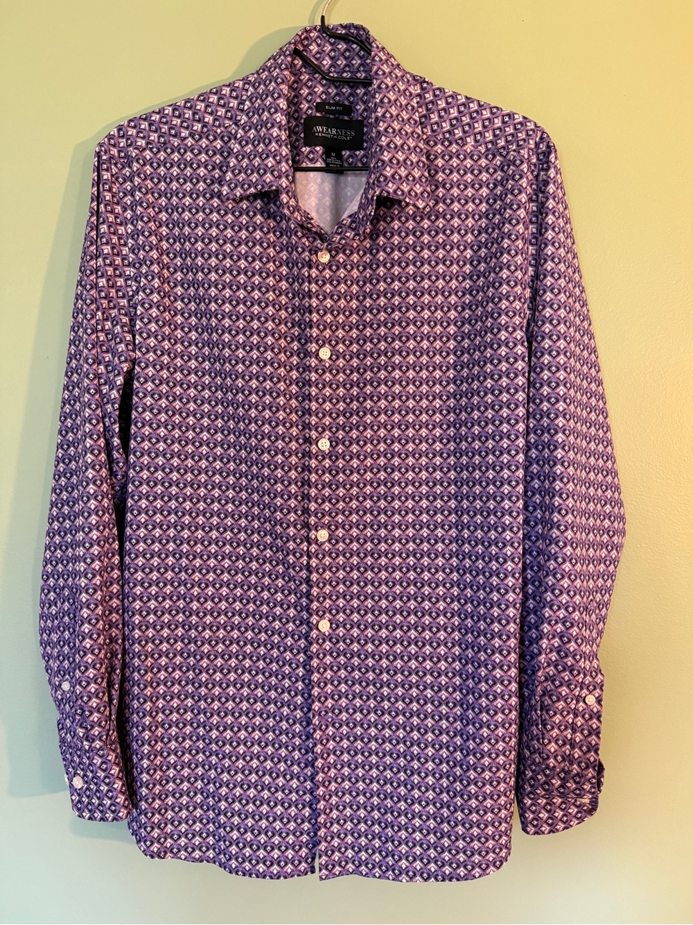 Kenneth Cole Men's Purple Geometric Button-Down Shirt